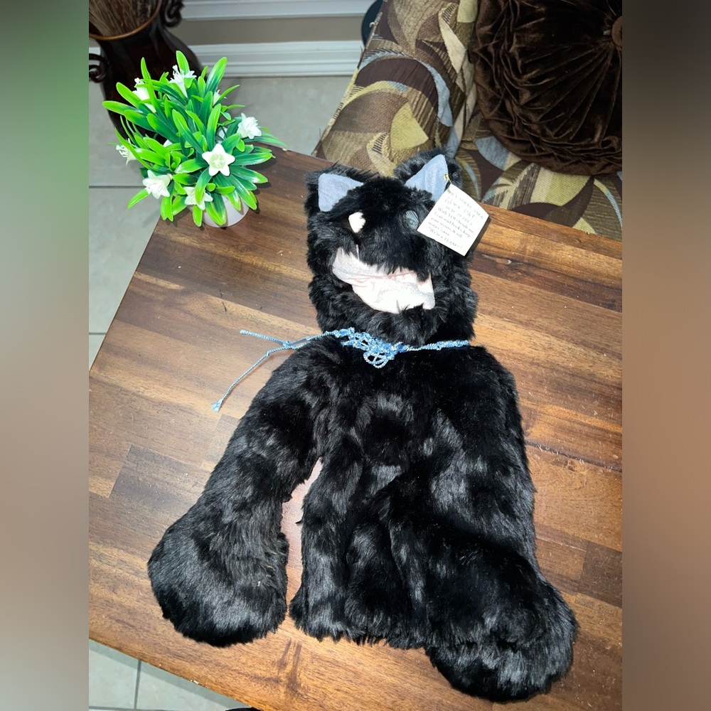 CREFFTWR TREE Plush Black Cat Kitten Children's Arm Puppet With Tags